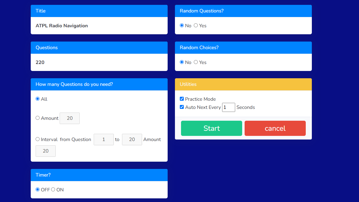 انواع تنظیمات و حالت های آزمون